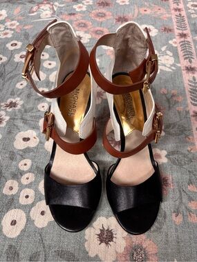 Michael Kors Tri-Color Leather Ankle-Strap Heels